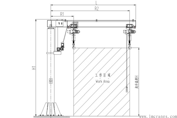 移動(dòng)式懸臂吊外形尺寸圖